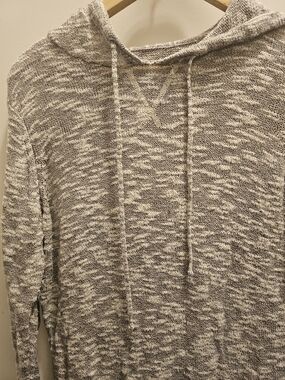 Ruff Hewn Gray Marled Knit V-neck Hoodie Tunic Sweater Med Fairycore Whimsigoth
